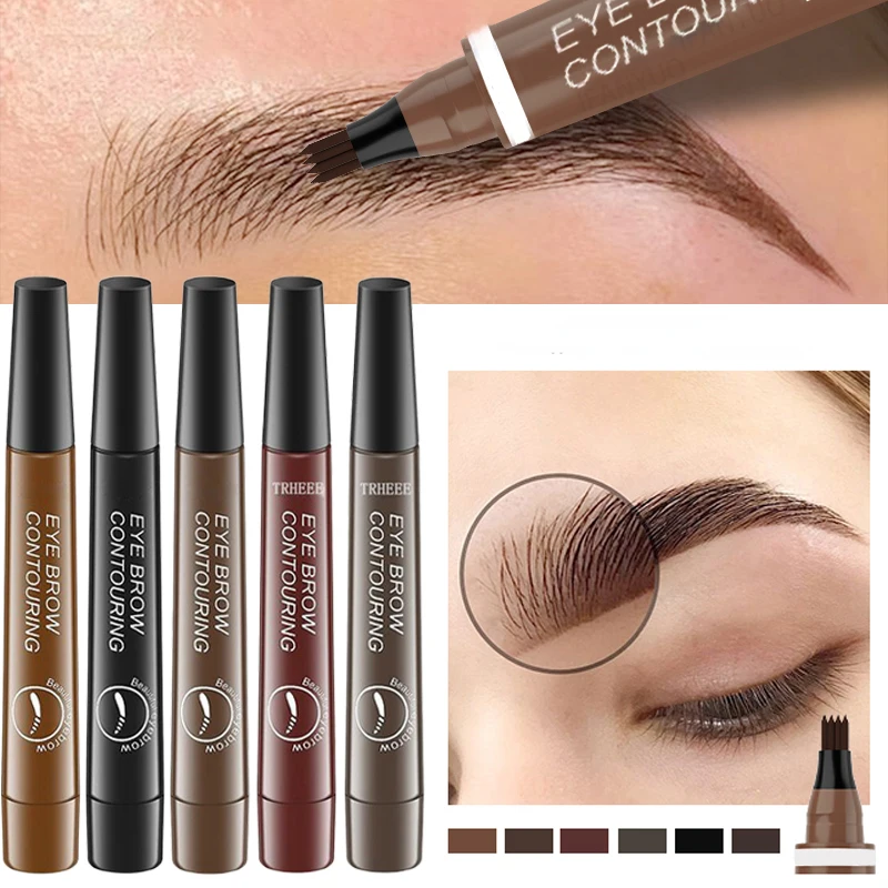Liquid Eyebrow Pencil 4 Tip Waterproof Smudge Proof Brow Pen_voghion.com