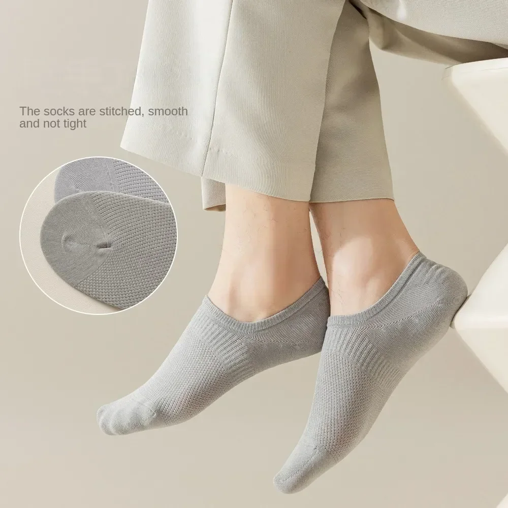 

Invisible No 5pairs Sock Socks Summer Show Quality Mens High Boat Breathable Non-slip Thin Silicone Mouth Cut Shallow Low Cotton