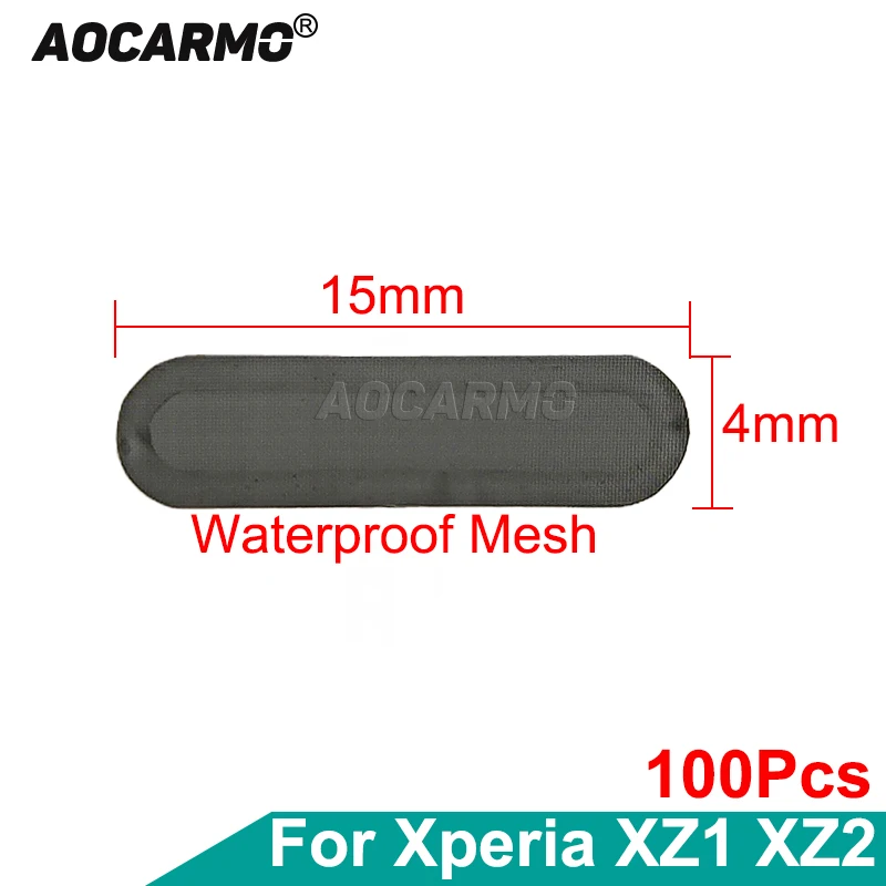 Aocarmo 100Pcs/Lot For Sony Xperia XZ1 XZ2 XZ2P Top Bottom Dust Net Ear Speaker Loudspeaker Dust Mesh Grid With Adhesive 15x4mm
