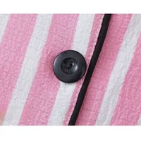Sexy Sleepwear Women Plus Size Pink Striped Pajamas Bubble Crumpled Cotton Student Loungewear Long Sleeve Long Pants Nightwear - Image 3