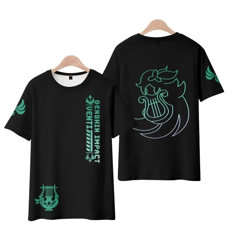 Anime Genshin Impact Barbatos Venti 3D Print T Shirt Women Men Summer O-neck Short Sleeve Funny Tshirt Graphic Tees Cosplay 2024