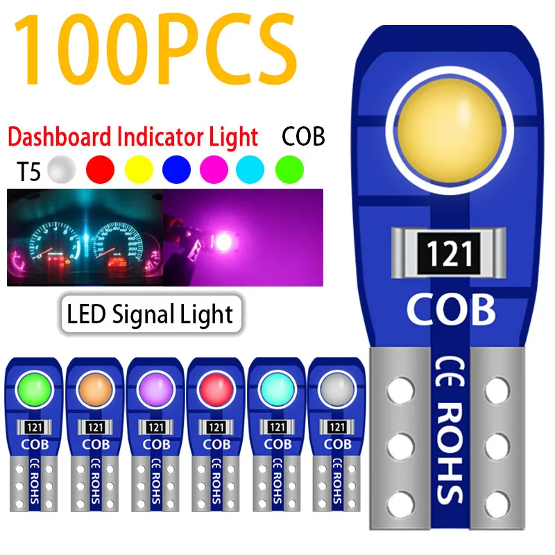 

100 шт. Canbus W3W W1.2W Автомобильный интерьер T5 Led COB 2SMD фотолампа автомобильный индикатор боковой Клин лампы инструмент DC12V