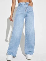 2024 new women's wear European and American loose Denim wide leg pants slimming high waist all-match jeans for women 1