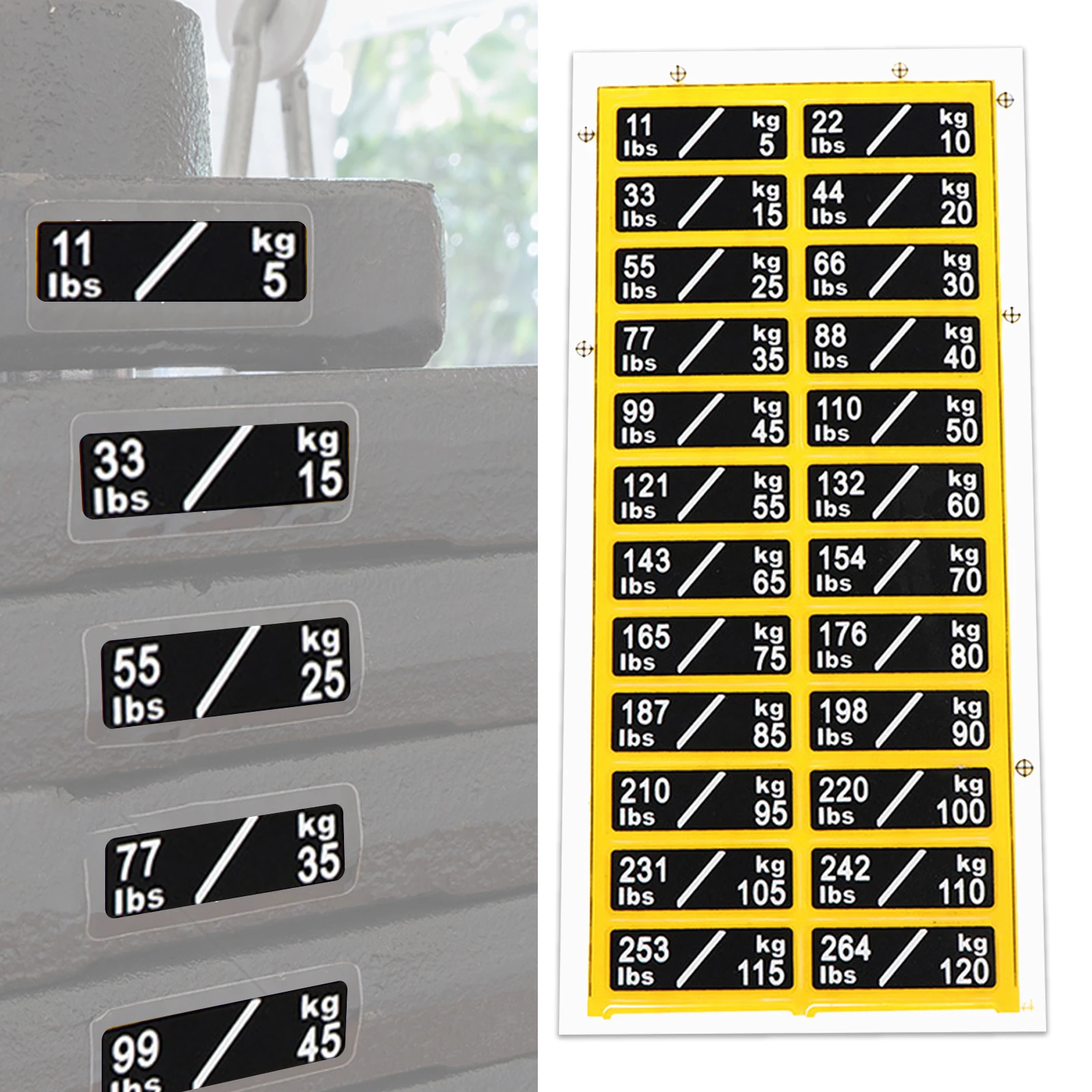 Weight Stack Labels 5kg to 150kg Weight Block Label Sticker Number Stickers 6