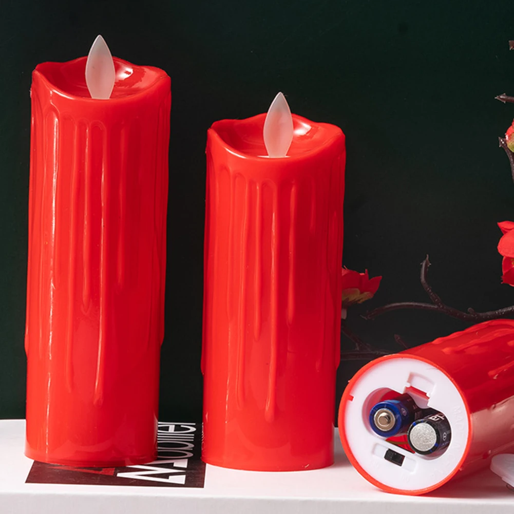 11/13/15CM Flameless Candles Light LED Electronic Red Artificial Candle Battery Powered Home Party Festival Halloween Decoration