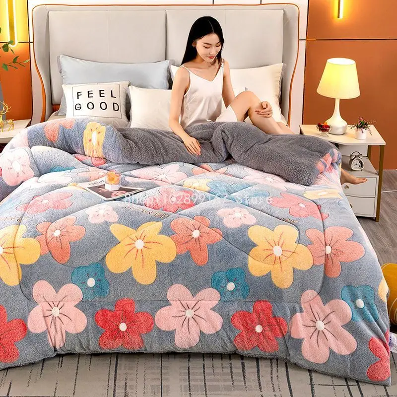 SuperWarmLovelyLambQuiltWinterBlanketDoubleSidedVelvetQuilt