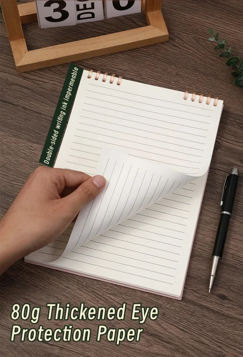 A5 60 Blatt dickes Notizbuch mit Spiralbindung, loseblättrige Notizbücher mit linierten Seiten für Schüler, Schule, Büro, Schreibwaren – Detail 7