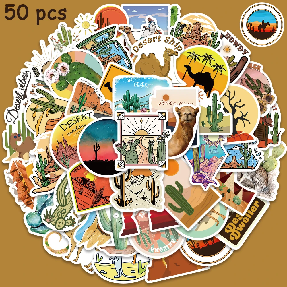 10/50pcs Desert Camel Cactus Stickers Vinyl Waterproof Laptop Guitar ...