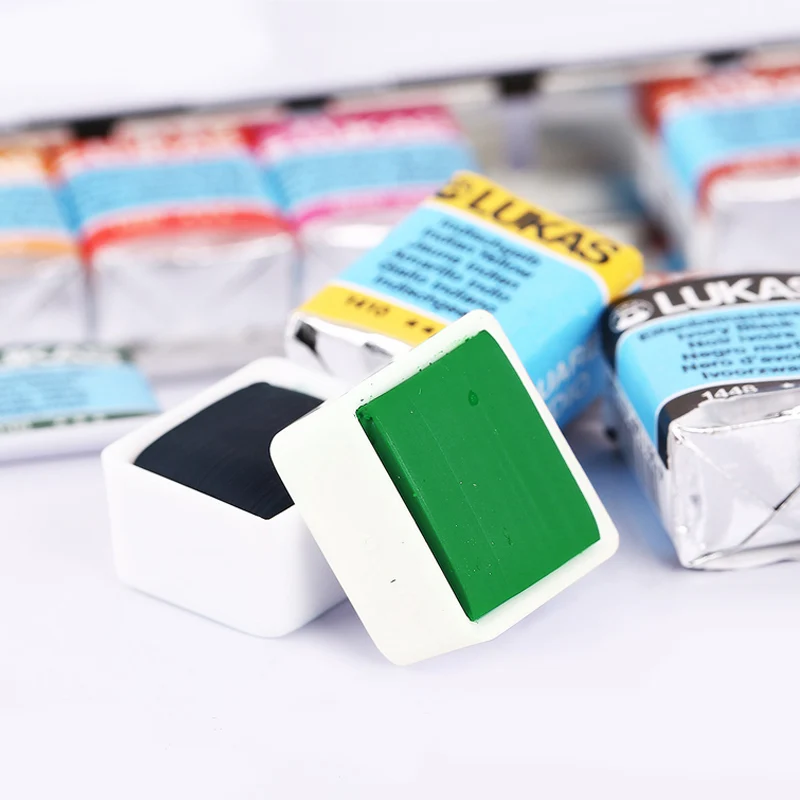 Lukas Solid Watercolor Paint Imported Germany 24 Colors Transparent Professional Water Color Sketching Portable Art Supplies