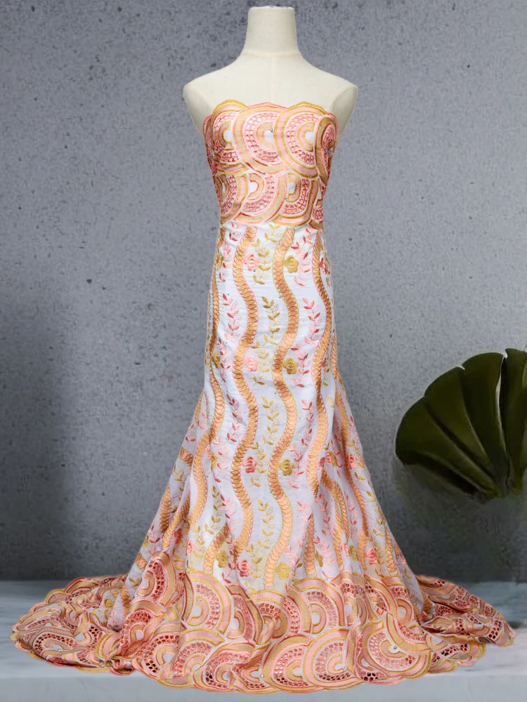 

Kalume Novelty African Cotton Embroidered Lace Fabric 2023 Nigerian Swiss Voile Lace Fabric For Sewing Wedding Dresses F3375