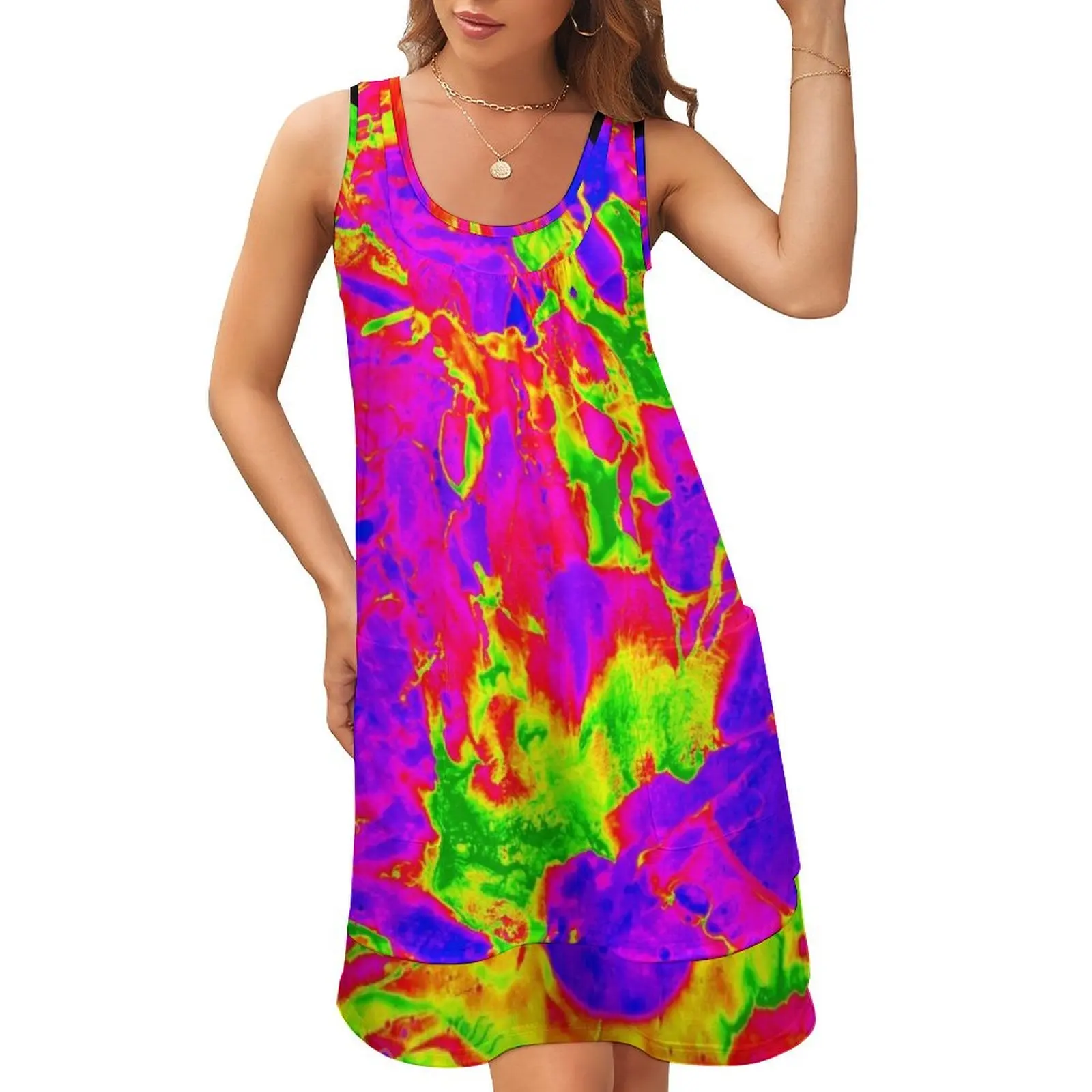 

60's Flashback Sleeveless U-Neck Fake Two Piece Dress women formal occasion dresses Woman clothes