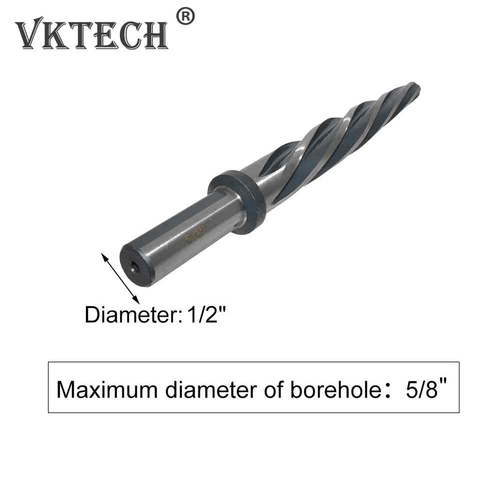 5/8 Inch Bridge Reamer 1/2 Inch Shank HSS Taper Bridge Reamer Bit High Speed Steel Spiral Flute Drill Bit for Metal Construction 6