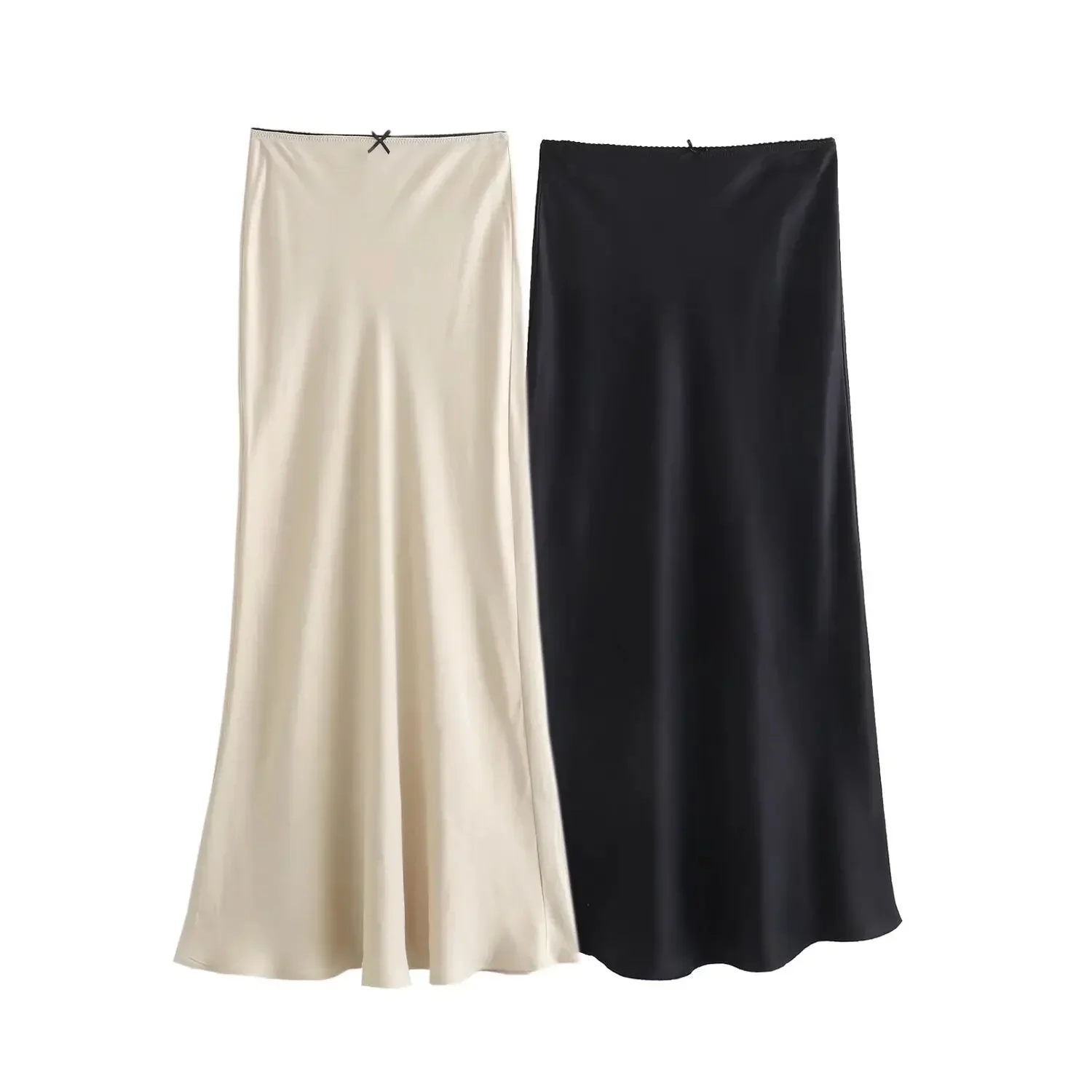 

Юбка женская плиссированная средней длины, шикарная модная повседневная шелковая текстура с бантом и драпировкой, винтажная с эластичным поясом