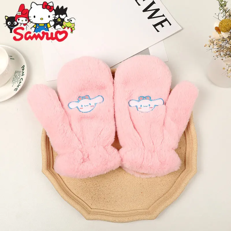 

Зимние теплые перчатки Sanrio Cinnamoroll, женские плюшевые Мультяшные флисовые велосипедные антихолодные студенческие Мультяшные женские милые подарки для девочек