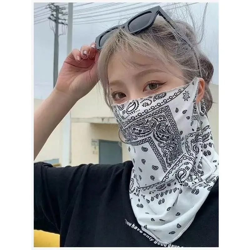 아이스 실크 오토바이 페이스 스카프 통기성 여름 여성용 스타일 너트 쉘 페이스 마스크 남성용 다크 스타일 오토바이 페이스 타월