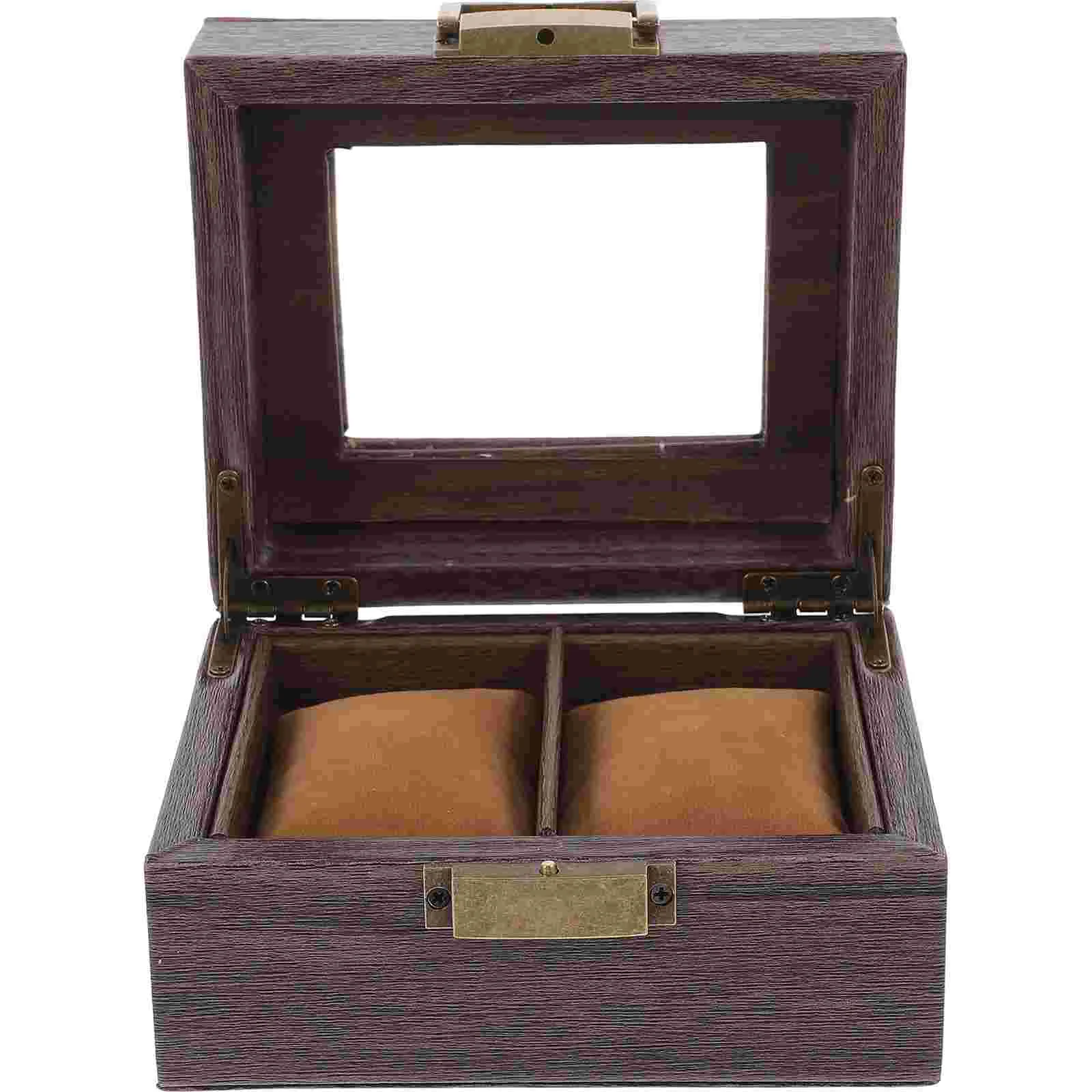 

Storage Box Small Trinket Boxes Case Bracelet Wooden Jewelry Organizer Container Clear Lid