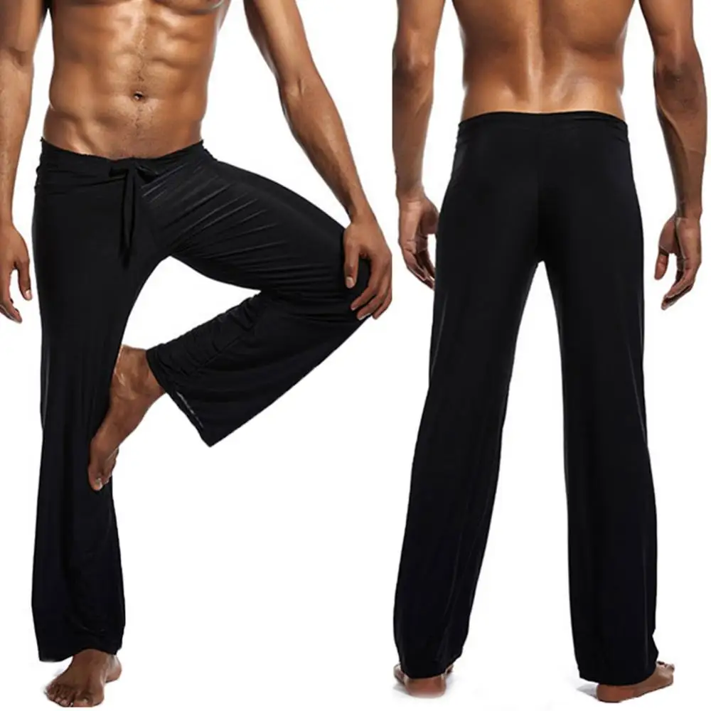 Men Casual Solid Color Low-waisted Drawstring Loose Sport Jogging Trousers Running Yoga