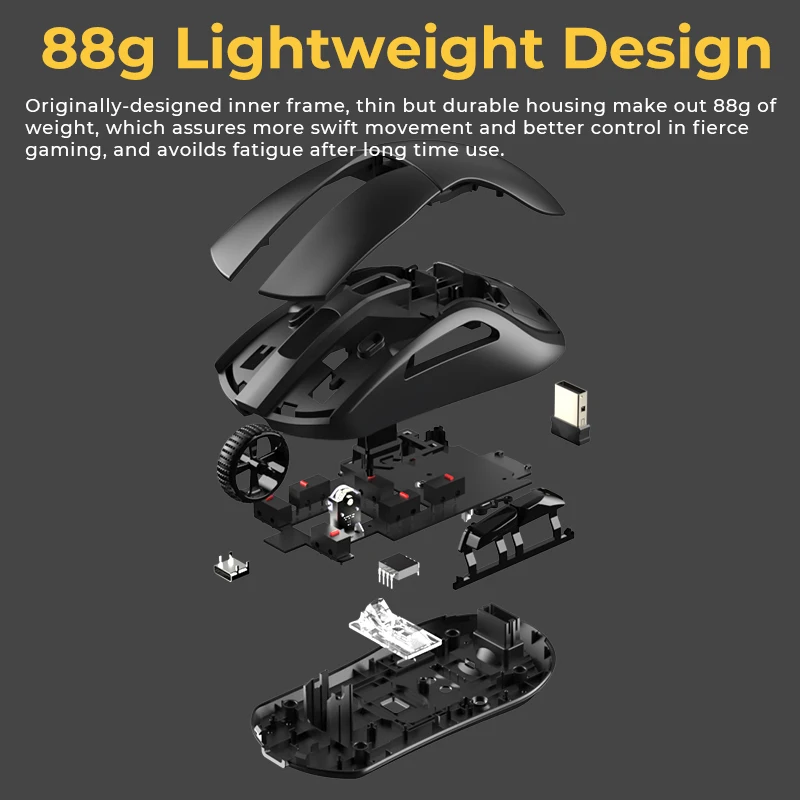 Dareu pc Gaming Mouse Tri-modo Conectar Bluetooth Wired 2.4g sem Fio Ratos com Base de Carregamento Kbs Botões para Portátil Gamer - Imagem 6