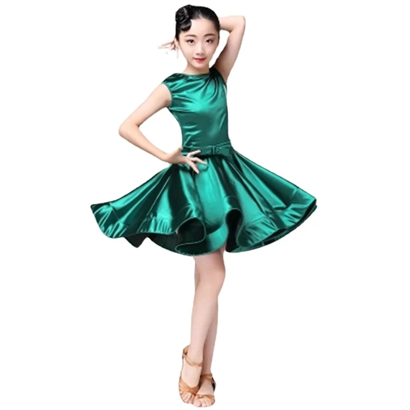 2022 Latin Dance Dress for Girls Latin Salsa Dress Girl Kids Spandex Rumba Samba Children Skirt Salsa Tango Dancing Ballroom
