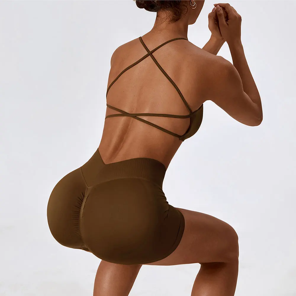 Seamless Yoga Set Gym Suits With Shorts Crop Top Sexy Bra Women's Pants 2 Pieces Set Running Workout Outfit Fitness Clothing 6
