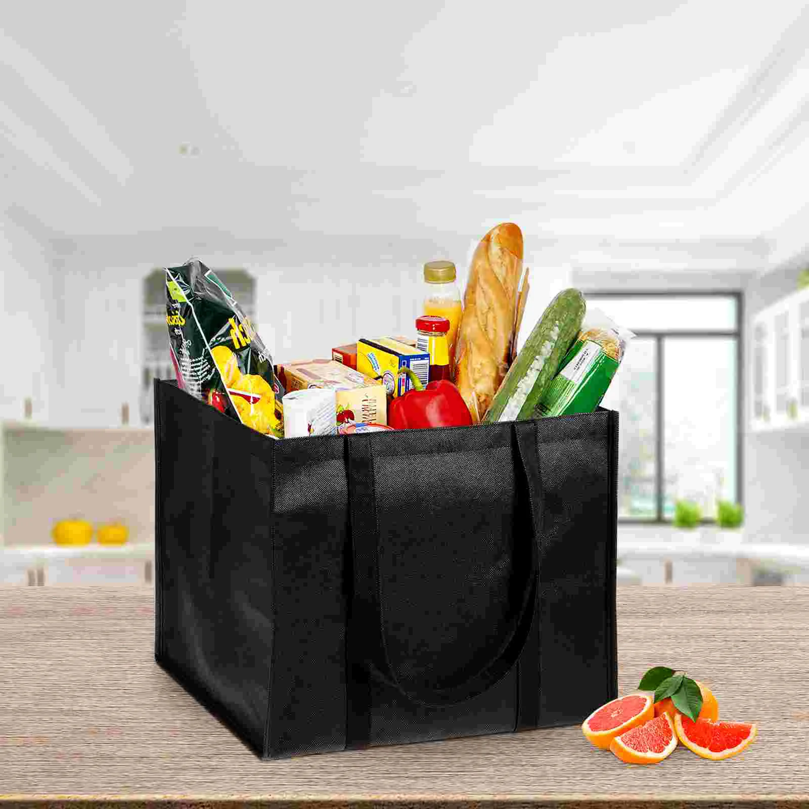 

Large Reusable Grocery Bag Foldable Shopping Tote Heavy Duty Storage Bags With Reinforced Handles