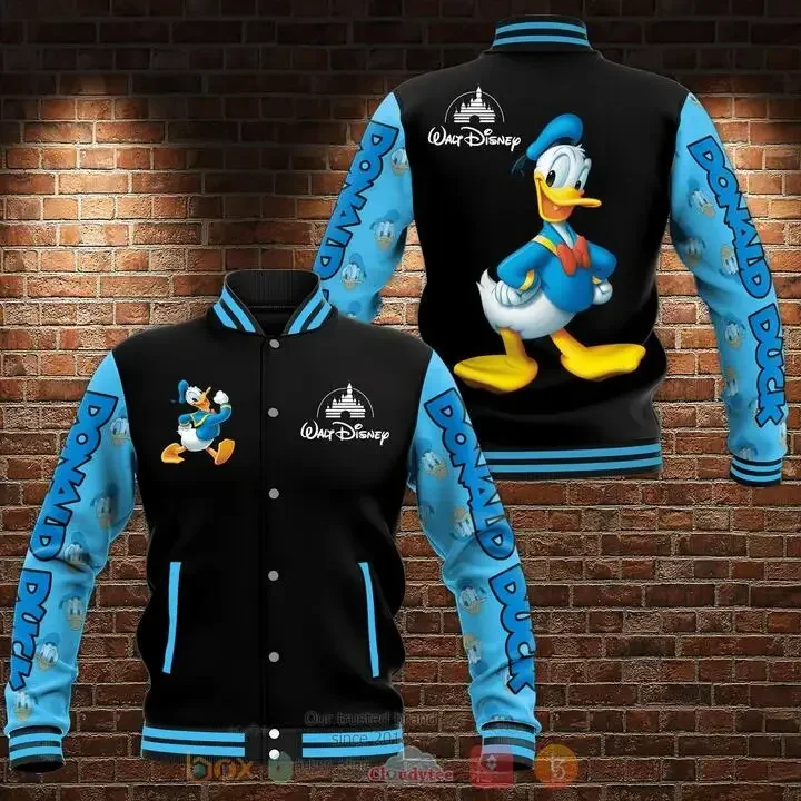 

Бейсбольная куртка New Walt Disney «Дональд Дак» Y2k, 3D Толстовка Диснея, Мужская одежда и Женская одежда оверсайз