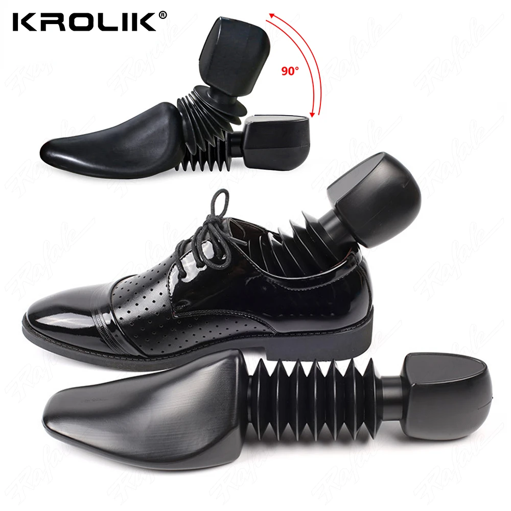 UPSTORE Black Plastic Shoe Trees - 4 Pairs Adjustable Men's Shoe Stretchers & Shapers