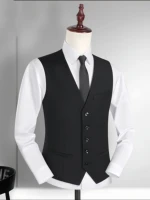 Fashion Single Breasted Suit Vests for Men Grey Black Navy blue High-end Male Waistcoat Slim Fit Formal Business Casual Vest 1