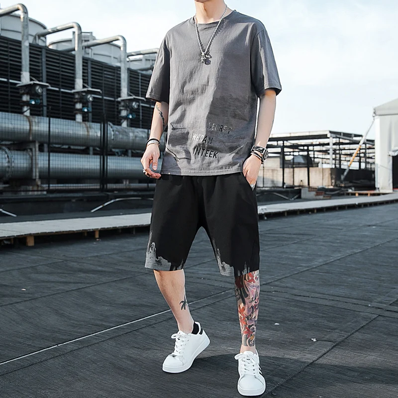 New Clothing Summer Men's Casual Sports Set Running Set Fitness Sports Set T-shirt + Shorts 2 Piece Clothes for Men Shorts
