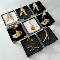 Ins European Stainless Steel Tissue Box Brass Ginkgo Leaf Decor Hotel Table Napkin Holder Afternoon Tea Desktop Tissue Organizer 2