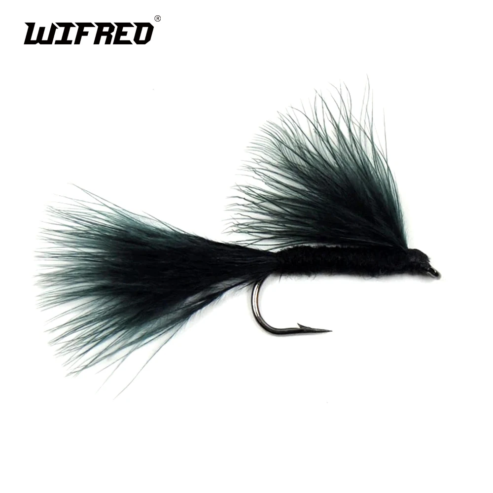 

WIFREO 10PCS 6# Black Streamer Fly Fake Fishing Bait Mini Fish Lures Bugger Fly Trout Fishing Lure