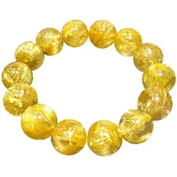 Natural yellow gold titanium crystal hair crystal bracelet copper cat's eye loose beads 108 men and women's brave handstring 5