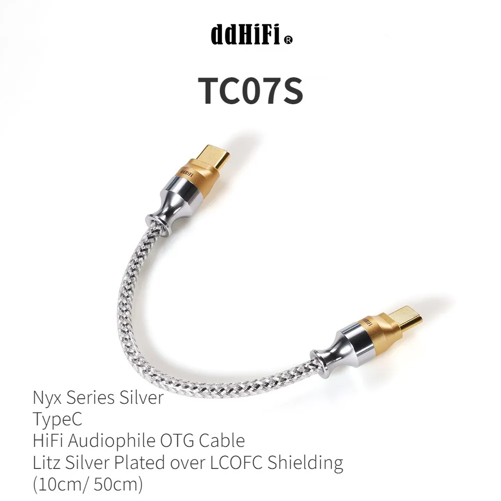 

DD ddHiFi TC07S Nyx Series Silver TypeC HiFi Audiophile USB OTG Cable with Litz Silver Plated over LCOFC Shielding (10cm/ 50cm)