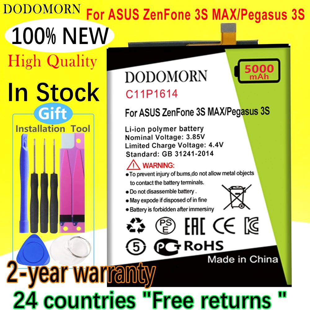 

DODOMORN C11P1614 Battery For ASUS ZenFone 3S MAX Dual SIM TD-LTE ZenFone Pegasus 3S ZC521TL High Quality +Tracking Number