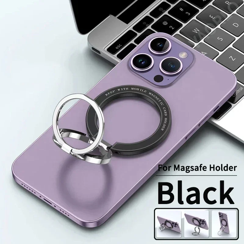 Magnetic 360° Rotating Metal Phone Grip & Kickstand with Finger Ring Holder