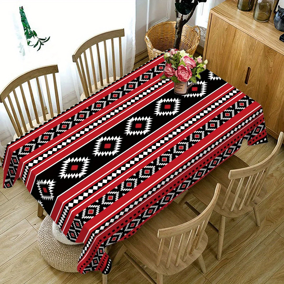 1pc Tablecloth, Vintage, Bohemian Tablecloth, Rectangle - Tablecloth For Dining Room, Office, Writing Table, Home Decor, Kitchen 4