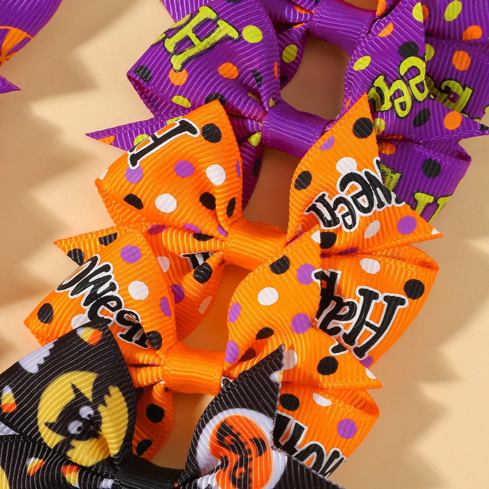 10-teiliges Halloween-Haarspangen-Set mit Schleife für Mädchen, Urlaub, Party, Dekoration, Kopfschmuck, Kopfbedeckung, Kürbis-Geister-Druck, Haarschmuck – Detail 5