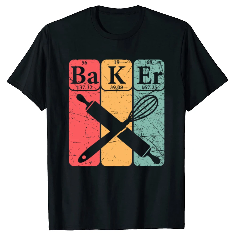 Lustiges Baker Periodic Table Baking Nerd Vintage T-Shirt, Sommer-Baumwoll-Streetwear, kurzärmelig, Koch-Geschenk-T-Shirt für Männer