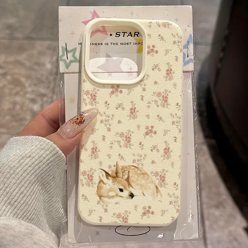 Shockproof Phone Case with Cute Deer and Floral Pattern Design