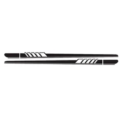 Racing Stripes Car Side Body Decals - Universal Exterior Door Skirt Stickers (Black)