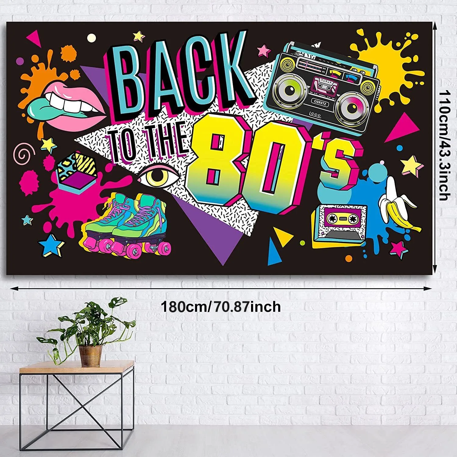 Back To 80's Theme Party Decoration 80's Party Banner Music Disco Backdrops  Graffiti Neon Glow Photography Backgrounds Decor