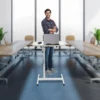 White MDF Carbon Steel Adjustable Laptop Desk Stand Bedside Desk Stand With 360° Swivel Wheels With Brake Function For Bedroom 4