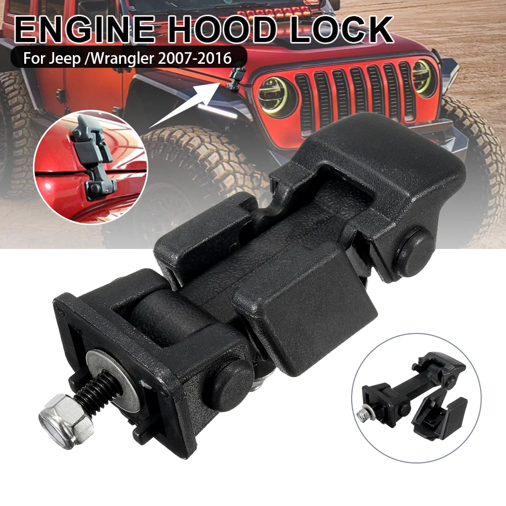 Auto Motorhauben fänger Zubehör Halterungen Riegel Schnallen halter schwarz Hauben Schloss für Jeep /Wrangler 2009 2016 2006-2011 Zubehör – Detail 4