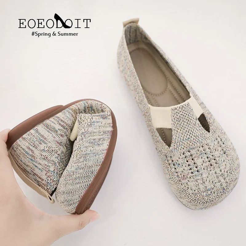 Women Shoes Summer Casual Loafers Flat Heel Square Toe Hollow-out