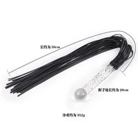 70cm Glass Handle Black Leather Tassels Horse Whip Riding Crop Flogger Paddle Slapper Horse Training Dressage Whips 2