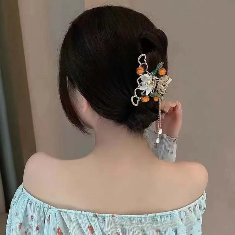 

New Women Girls Chinese Style Pearl Tassel Decorate Style Beach Sports Adjustable Outdoor Metal Hair Clip Hair Accessories