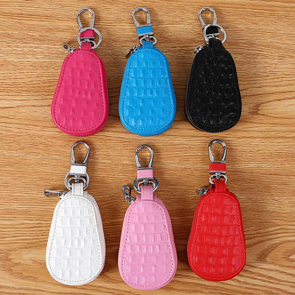 

Unisex Leather Car Key Bags Keychain Holder Zipper Hook Key Pouch Key Holder