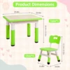 Kids Table and 4 Chairs Set, Height Adjustable Children Table and Chair Set ,Graffiti Top & Non-Slip Legs for Classroom & Home