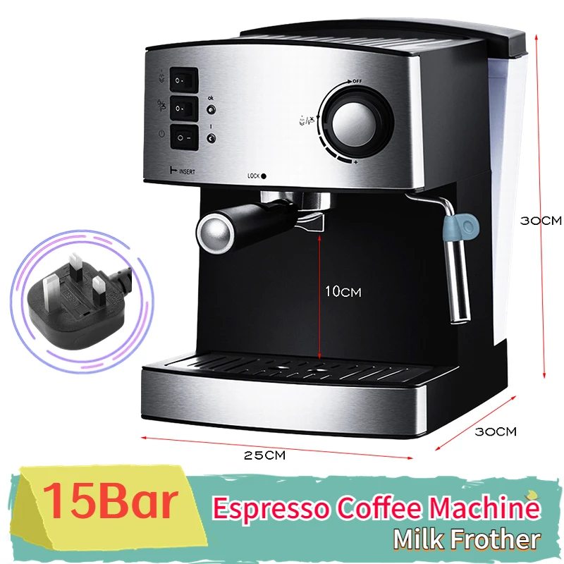 UKplugEspressoCoffeeMachineCappuccinoMilkFrotherFoamerCoffee