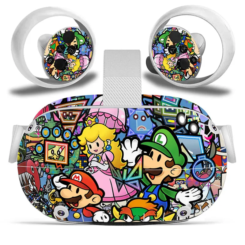 Pokemon Pikachu Mario Vinyl Skin Sticker for Oculus Quest 2 VR Skin Sticker Headset Virtual Reality Decals Protective PVC 